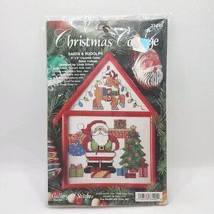 Bucilla Gallery of Stitches Cross Stitch Kit Christmas Cottage Santa & Rudolph
